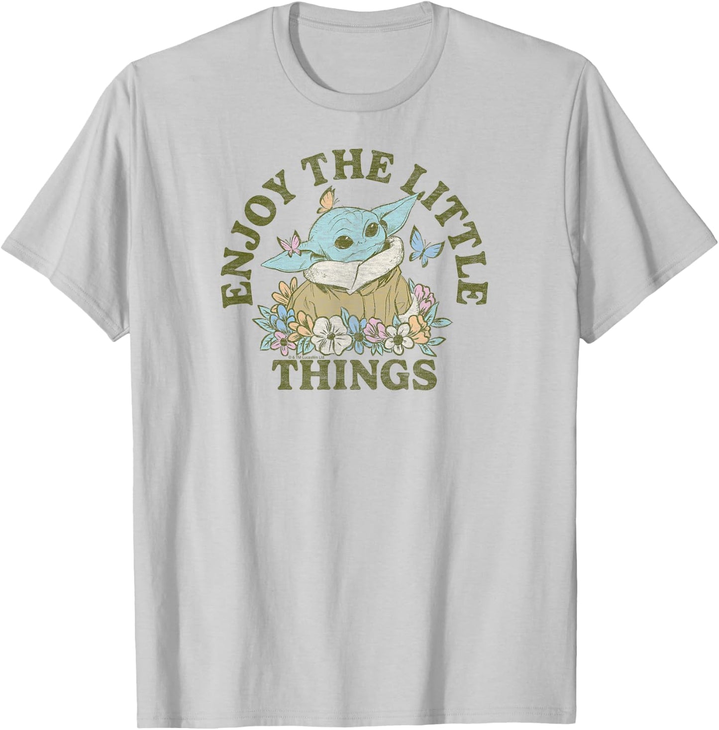 Star Wars - The Mandalorian Grogu Enjoy The Little Things T-Shirt - T-Shirt | Ash
