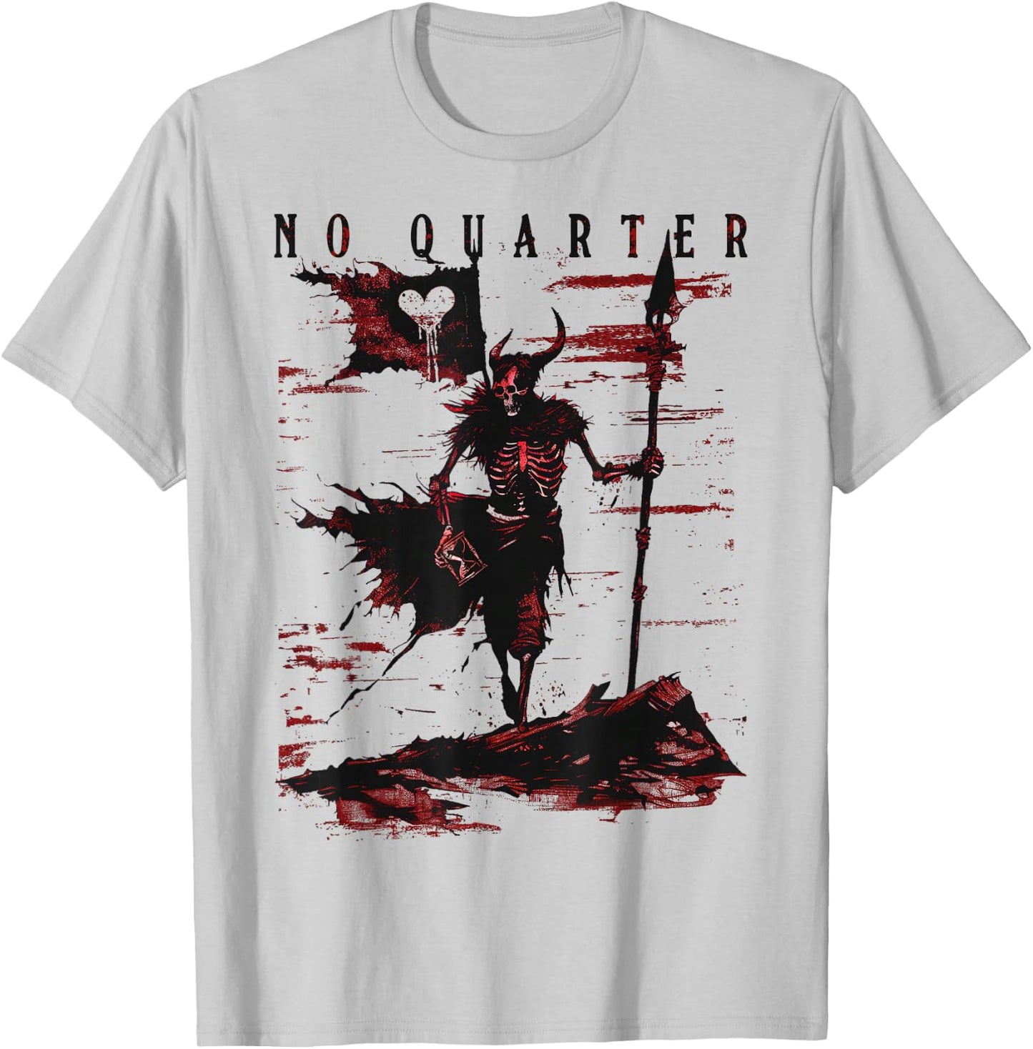 Blackbeard Flag: No Quarter T-Shirt - T-Shirt | Ash