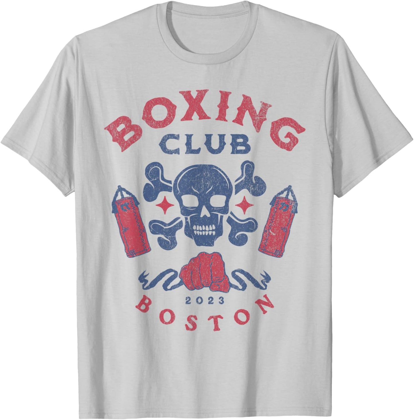 Boxing Club Boston Skull T-Shirt - T-Shirt | Ash
