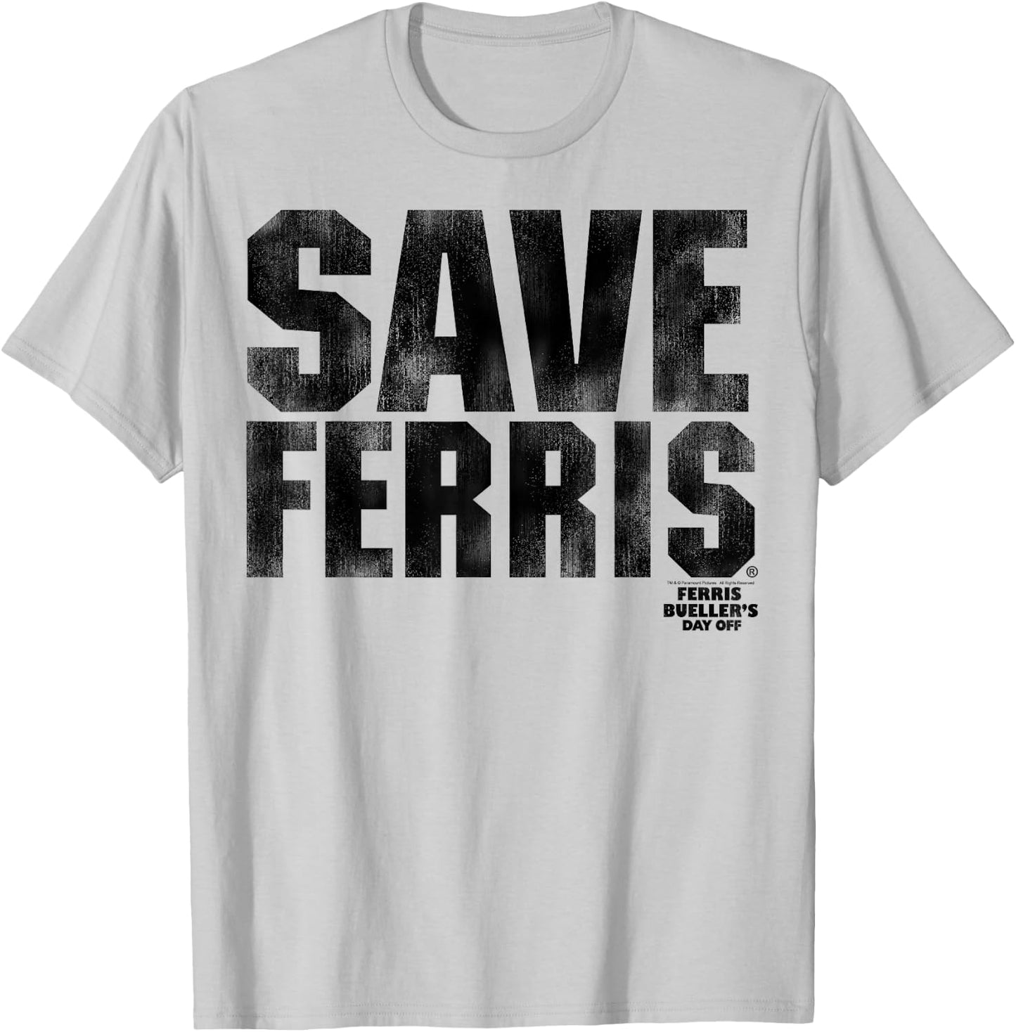 Ferris Bueller's Day Off Save Ferris Bold Black Type Graphic T-Shirt - T-Shirt | Ash