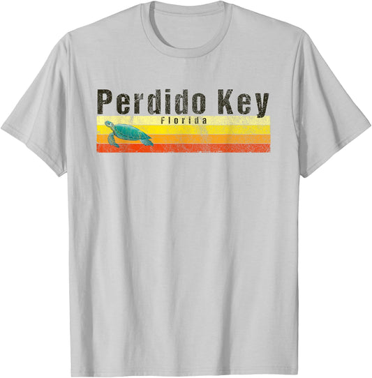Perdido Key, FL Vintage Style Sea Turtle T-Shirt - T-Shirt | Ash