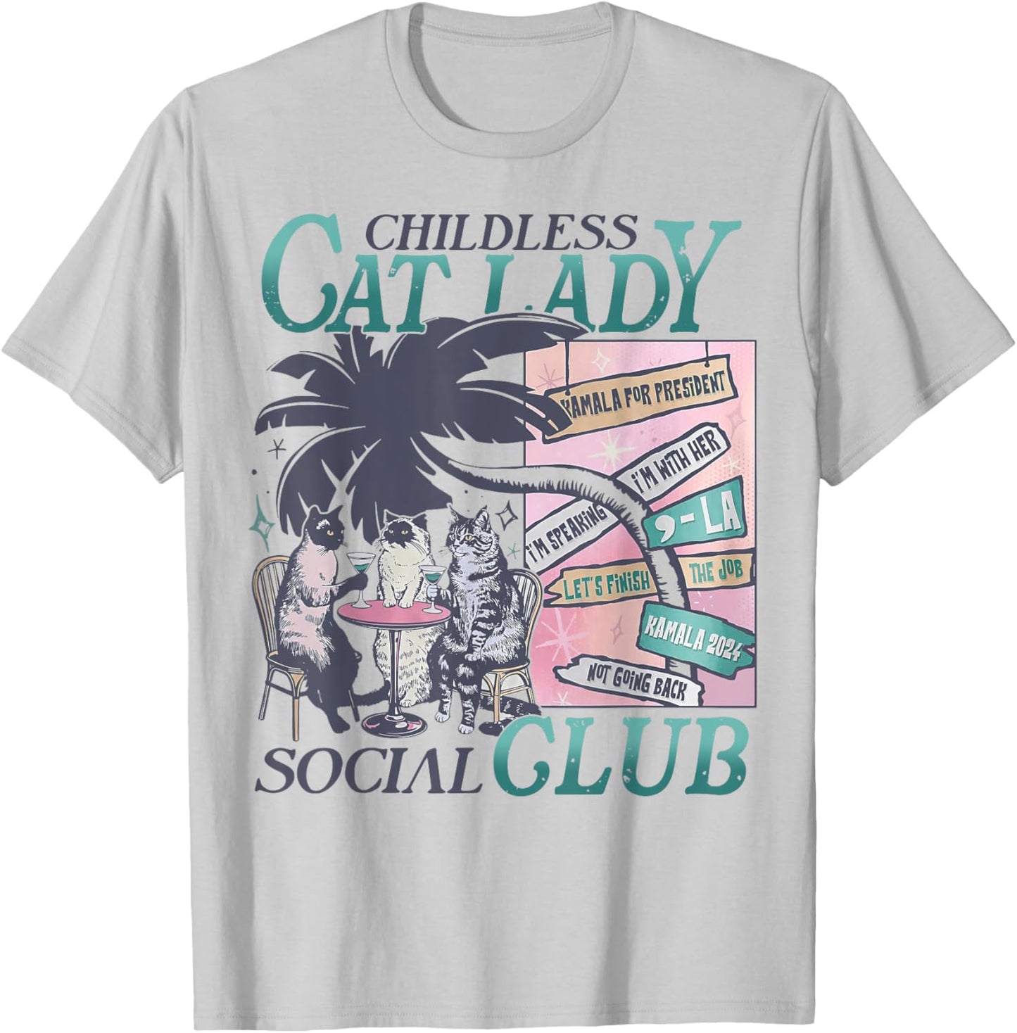 Childless Cat Lady Social Club Democrat T-Shirt - T-Shirt | Ash