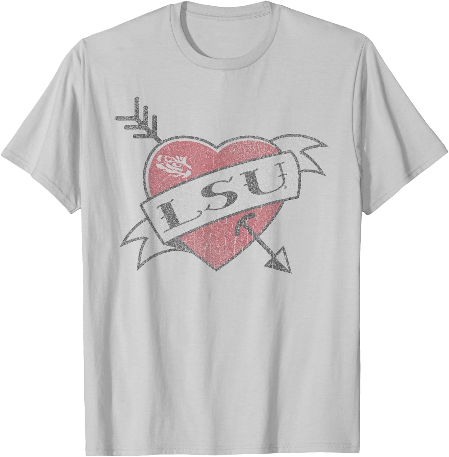 LSU Tigers Valentine Soft Gray Officially Licensed T-Shirt - T-Shirt | Ash