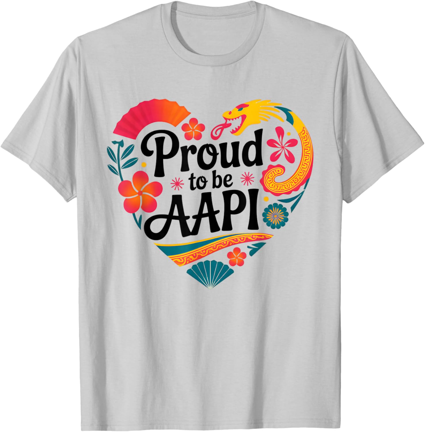 Proud to Be AAPI Asian Pacific Heritage Heart T-Shirt - T-Shirt | Ash