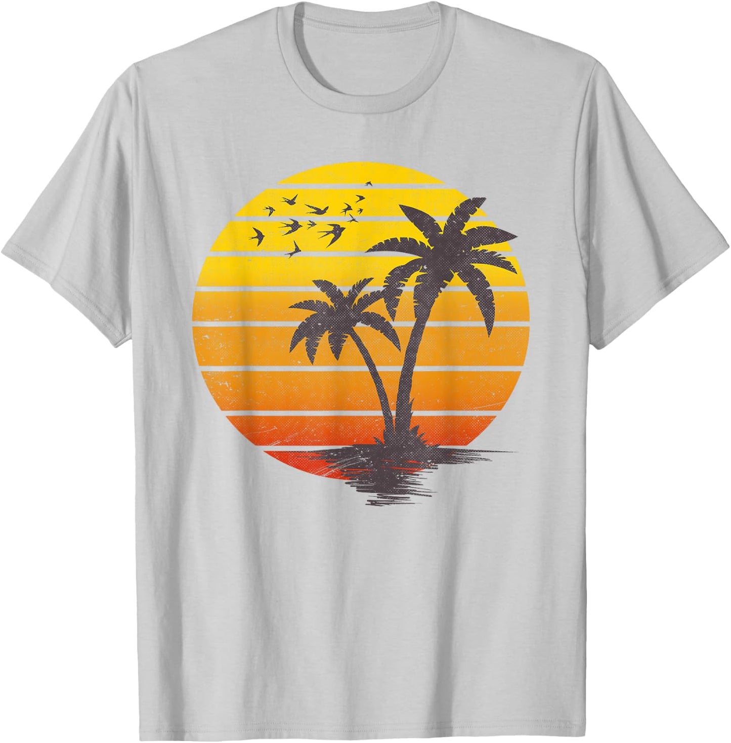 Retro Vintage sunset coco palm tree shirts tropical beach T-Shirt - T-Shirt | Ash