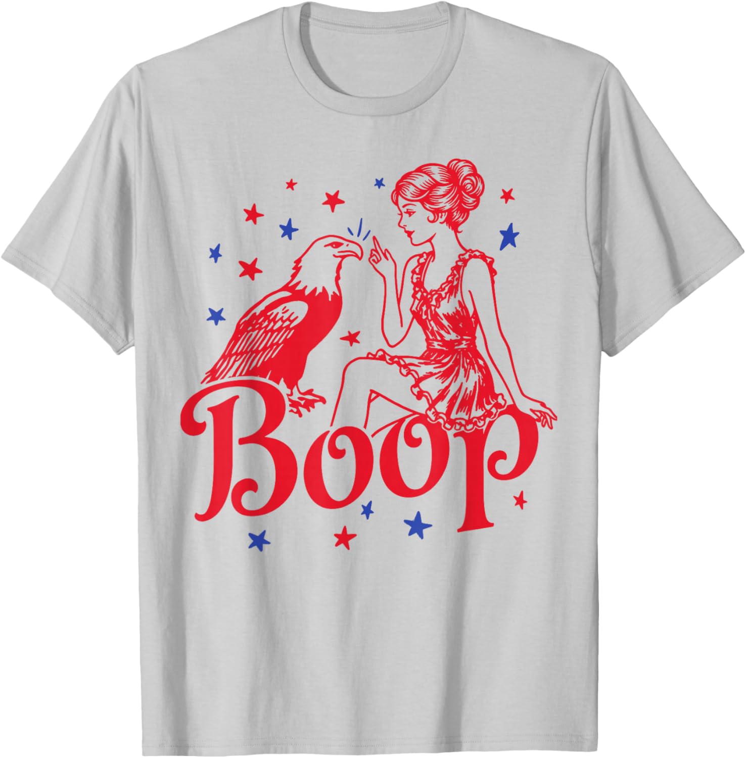Funny Eagle Boop Retro Patriotic America Girl 4th of July T-Shirt - T-Shirt | Ash