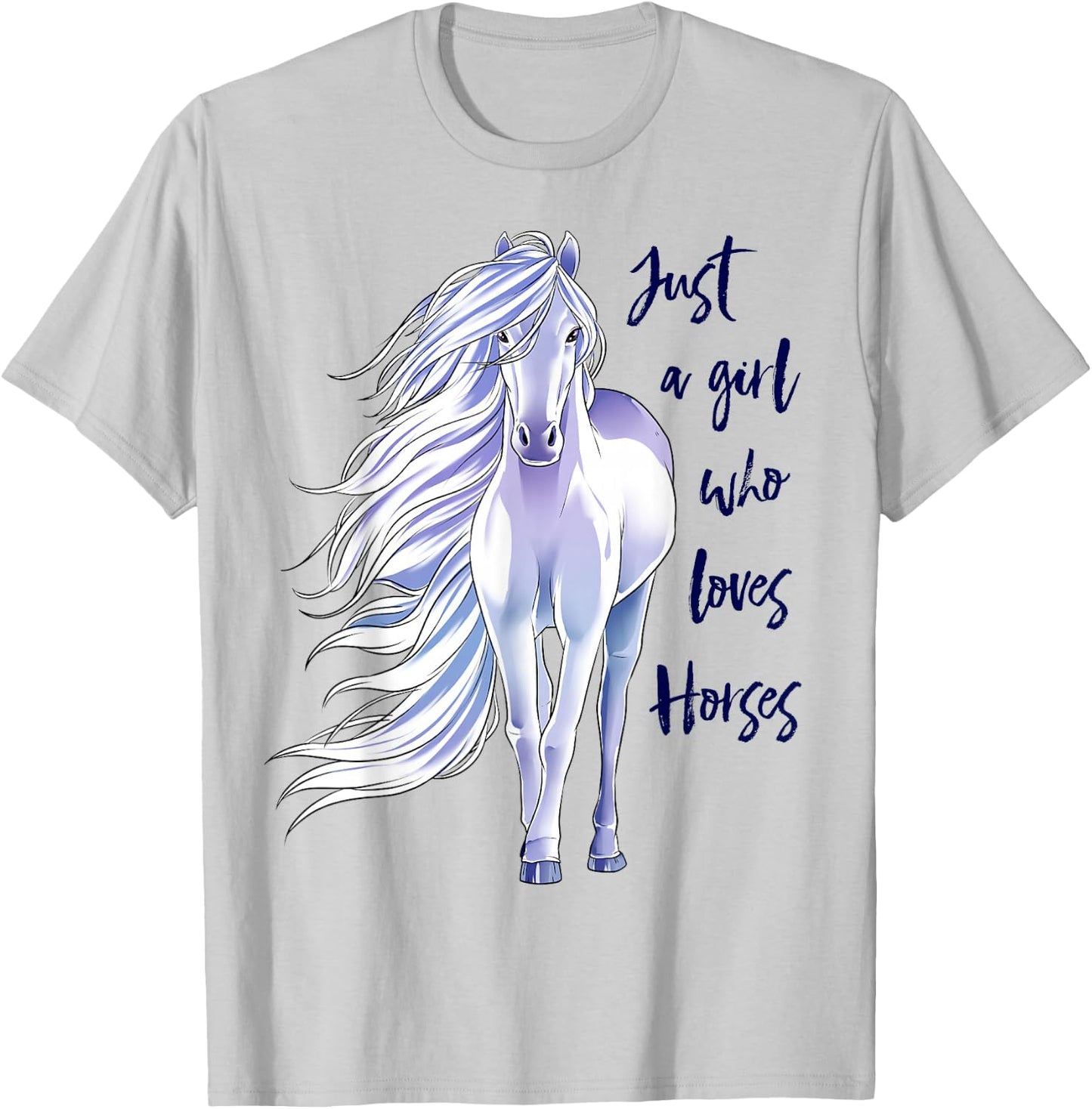 Horse Just a Girl Who Loves Horseback Riding Equestrian Farm T-Shirt - T-Shirt | Ash