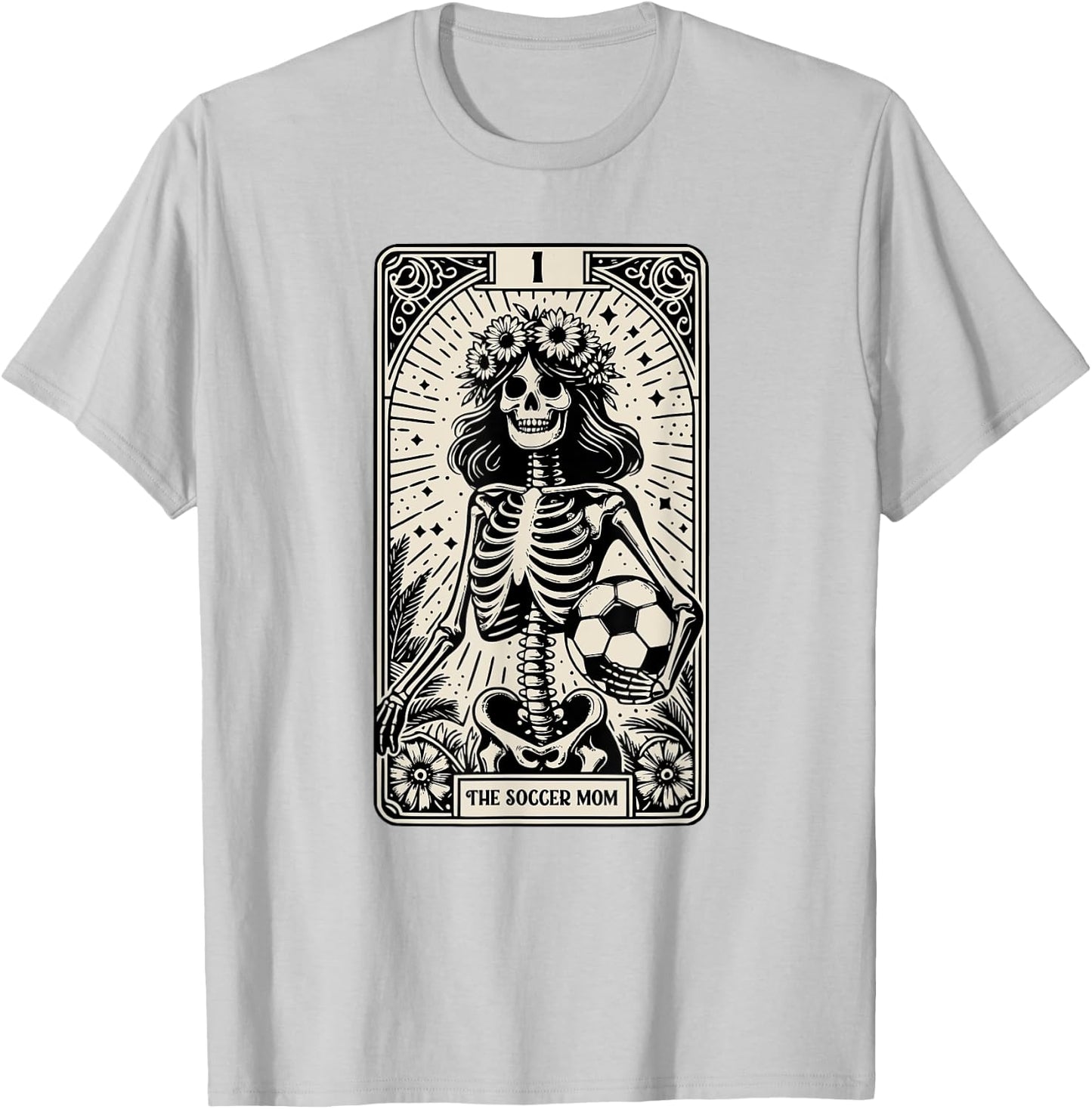 Soccer Mom Skeleton Tarot Card Vintage Halloween T-Shirt - T-Shirt | Ash