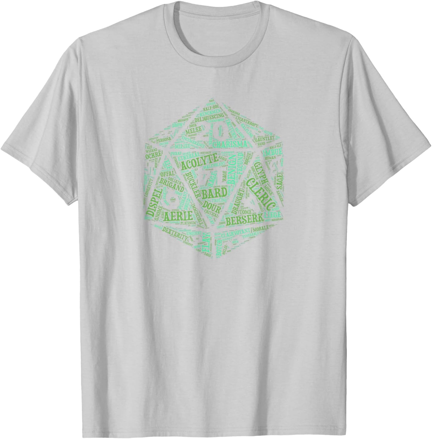 Tabletop Roleplay Adventure d20 Word Art Dice T-Shirt - T-Shirt | Ash