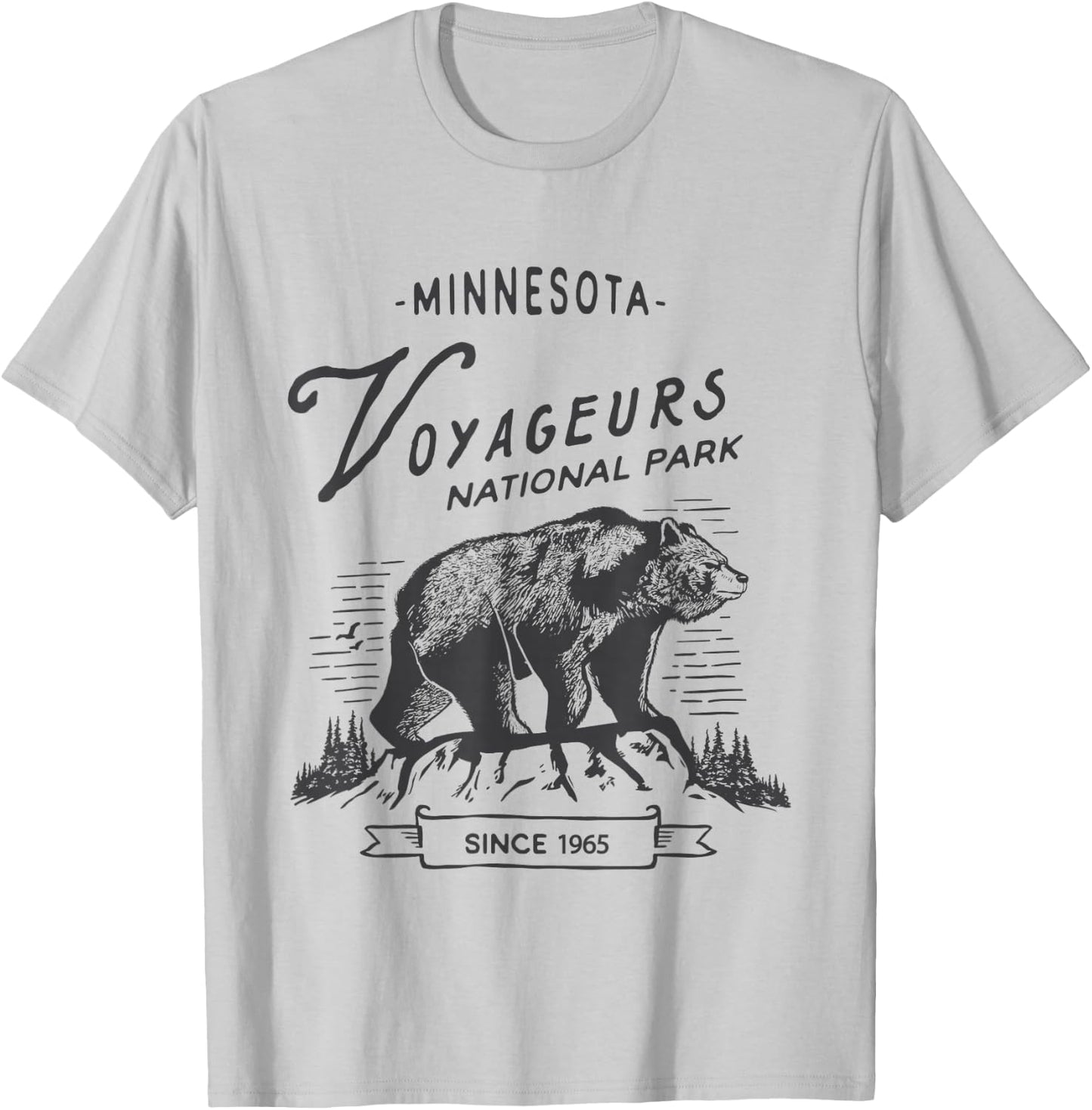 Vintage Voyageurs National Park Shirt Retro Bear Minnesota T-Shirt - T-Shirt | Ash