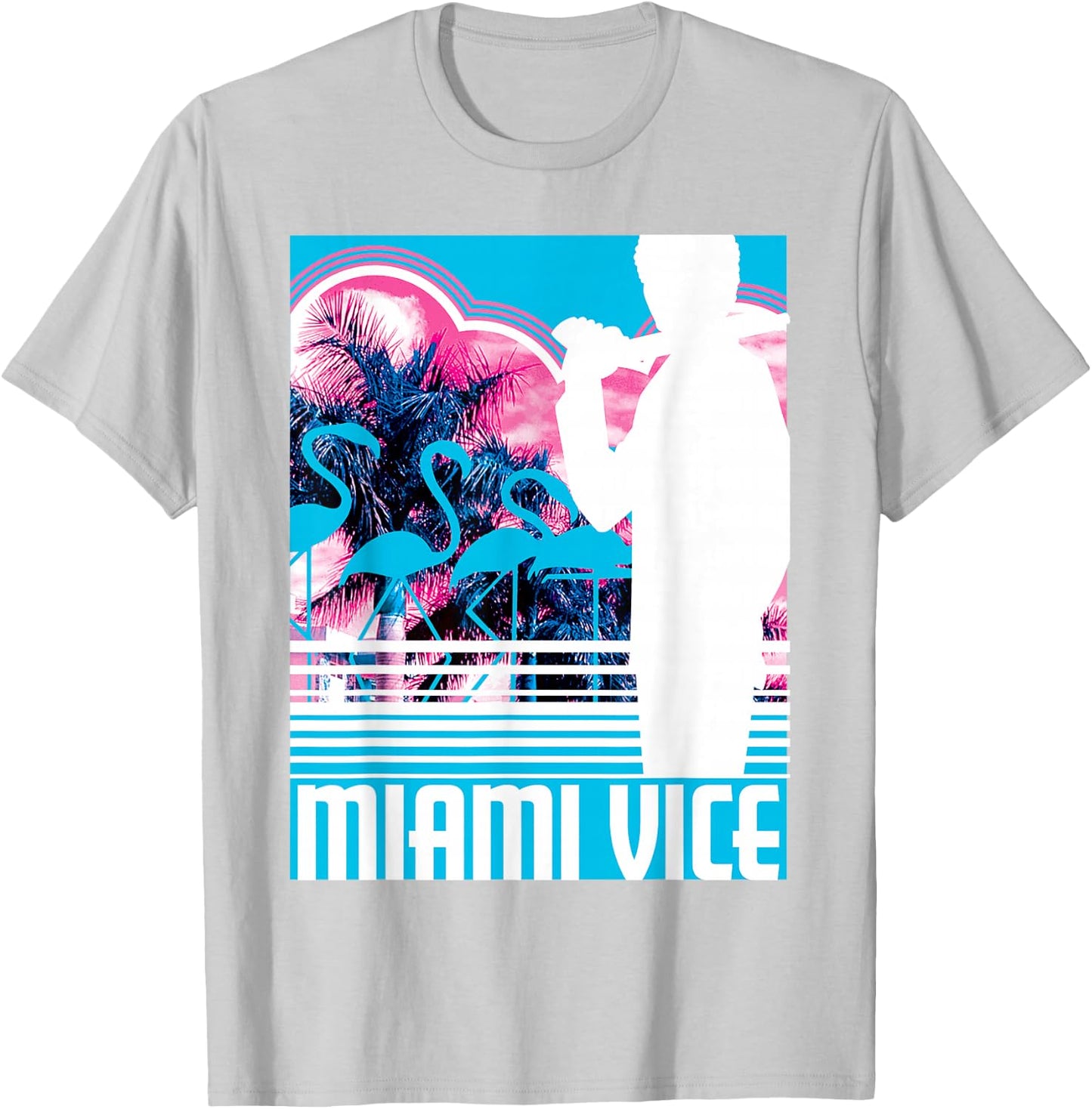 Miami Vice Classic Neon Poster T-Shirt - T-Shirt | Ash