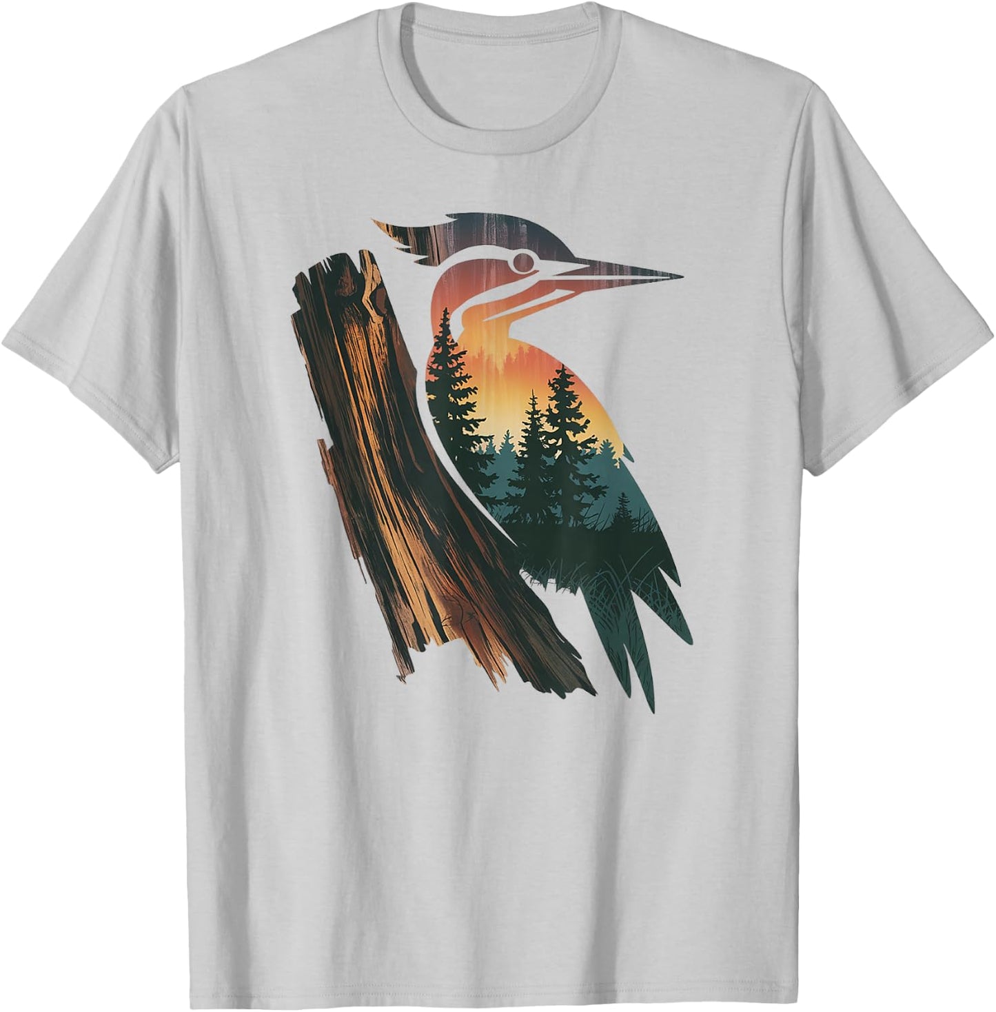 Woodpecker Hunting Hiking Outdoor Camping Forest Men Women T-Shirt - T-Shirt | Ash