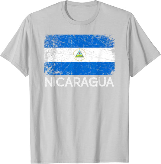 Nicaraguan Flag | Vintage Made in Nicaragua Gift T-Shirt - T-Shirt | Ash
