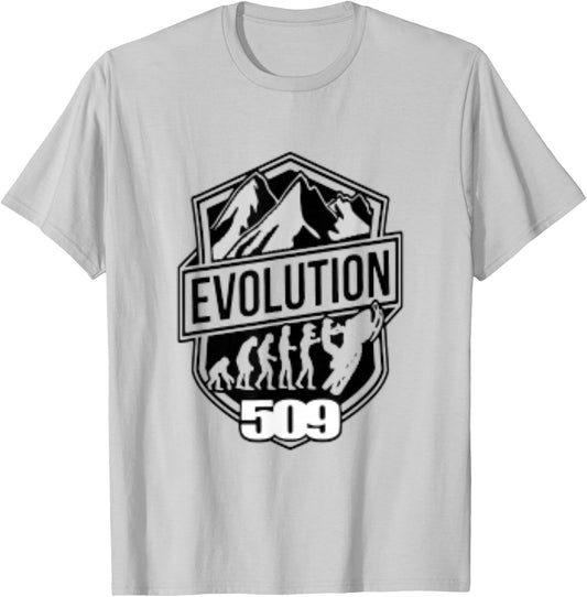 Evolution Of Scooters Braaap 509 Mountain Scooter T-Shirt - T-Shirt | Ash