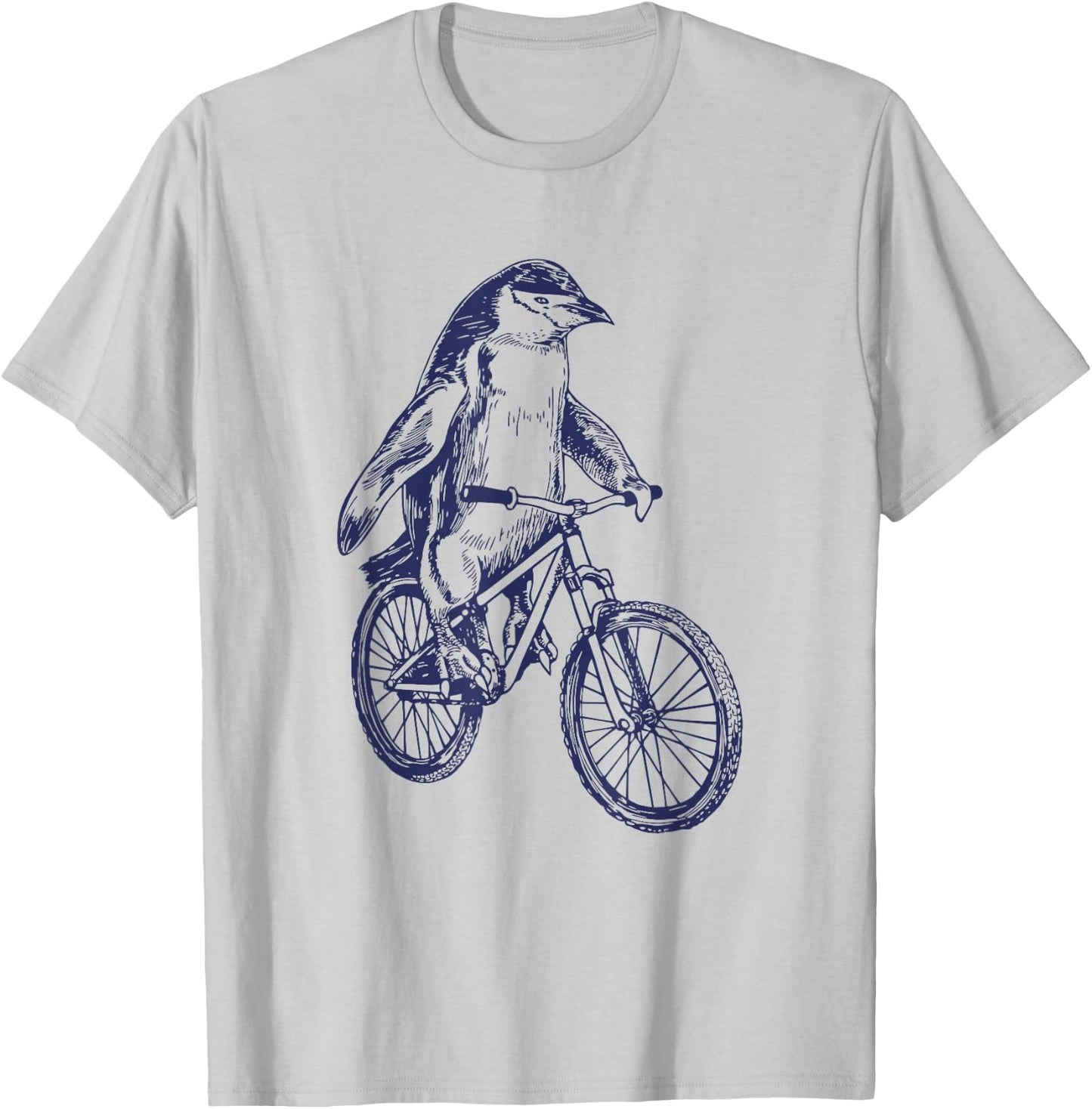 Penguin Cycling Bicycle Funny Biker Cool Cyclist Biking Bike T-Shirt - T-Shirt | Ash