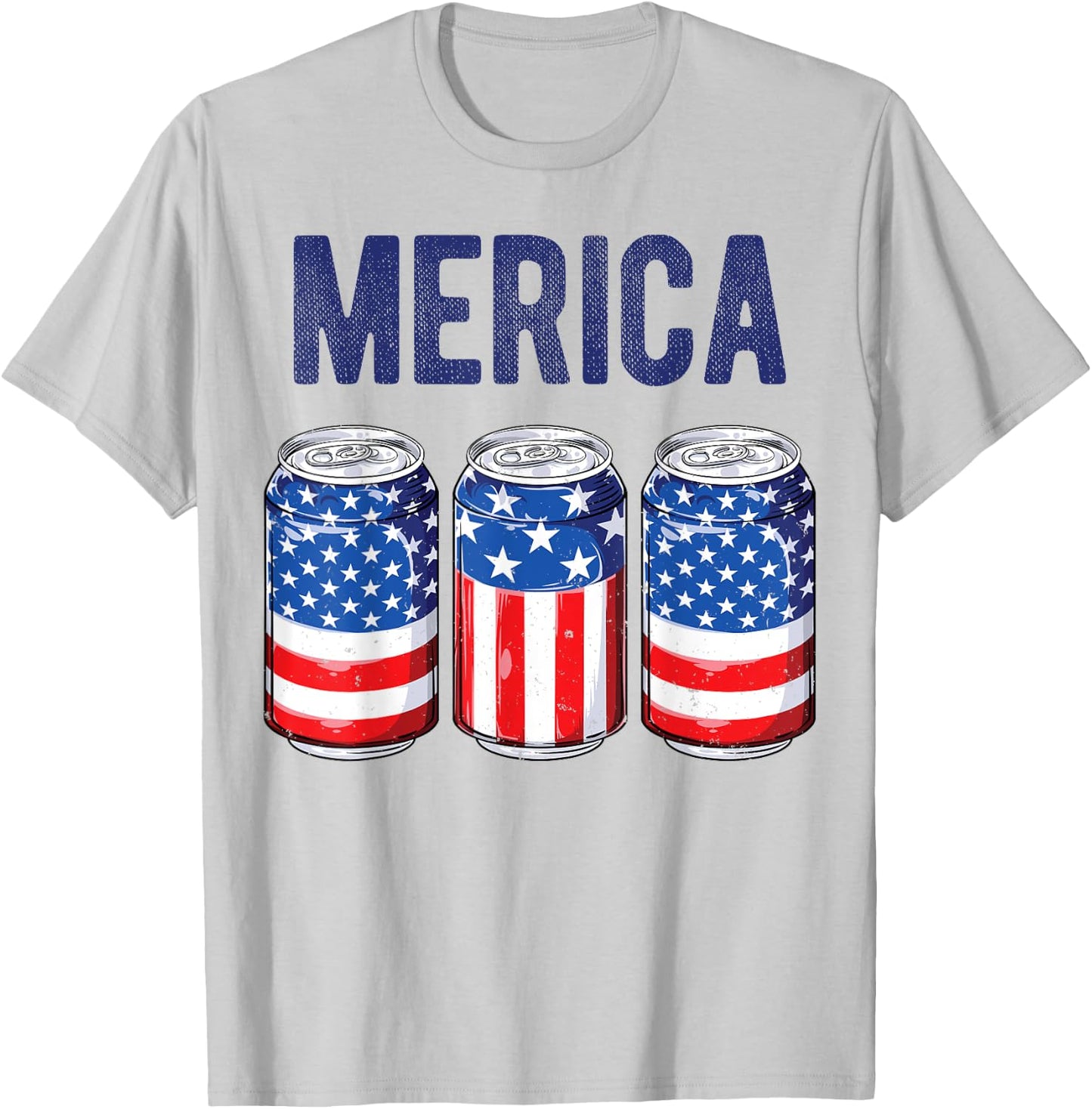 Beer American Flag 4th of July Men Women Merica USA Drinking T-Shirt - T-Shirt | Ash