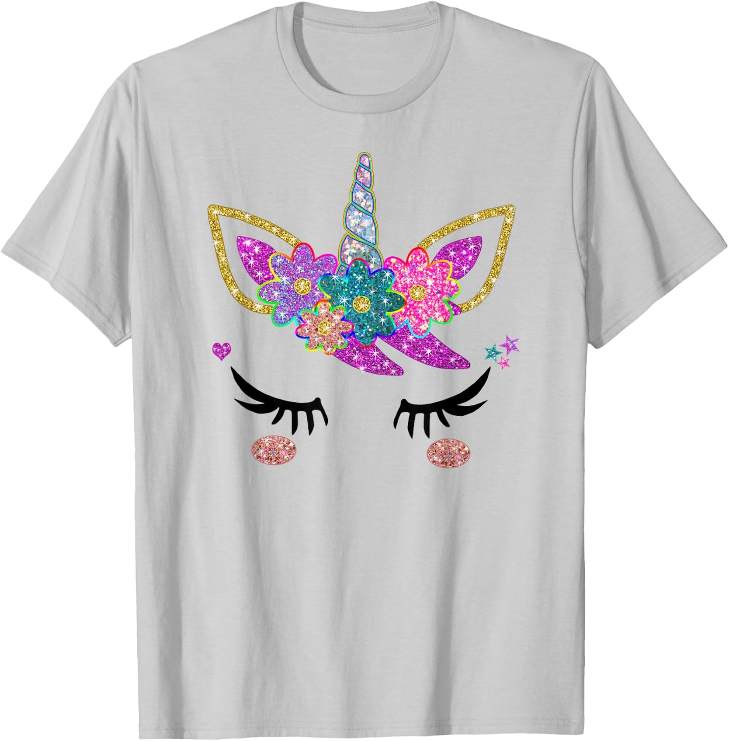 Rainbow Unicorn Face Shirt, Cute Unicorn Birthday Outfit T-Shirt - T-Shirt | Ash