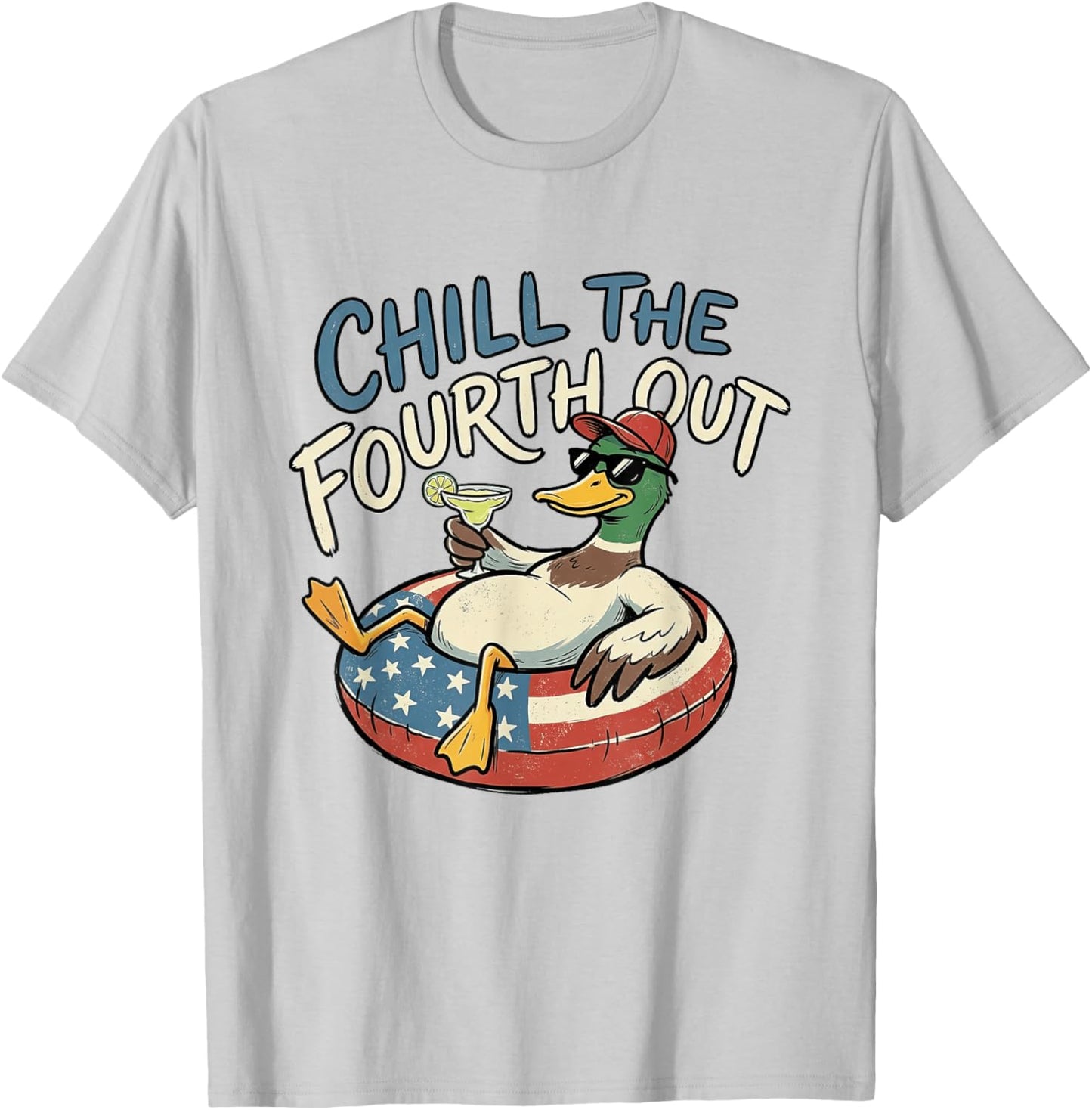 Chill The-Fourth Out Patriotic Mallard Duck 4th of July USA T-Shirt - T-Shirt | Ash