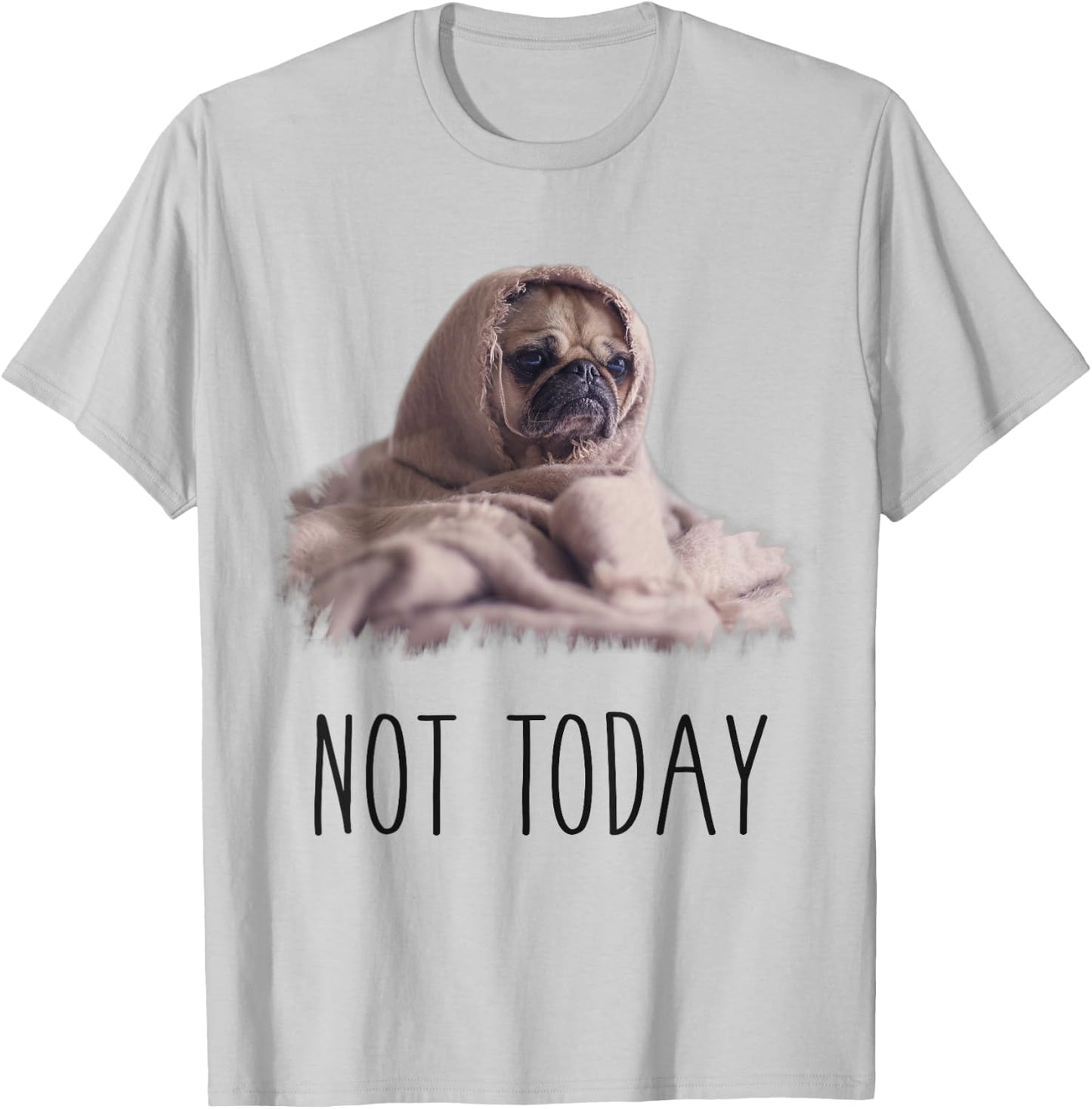 Not Today Pug | Funny Cute Blanket Dog Women Kids T-Shirt - T-Shirt | Ash