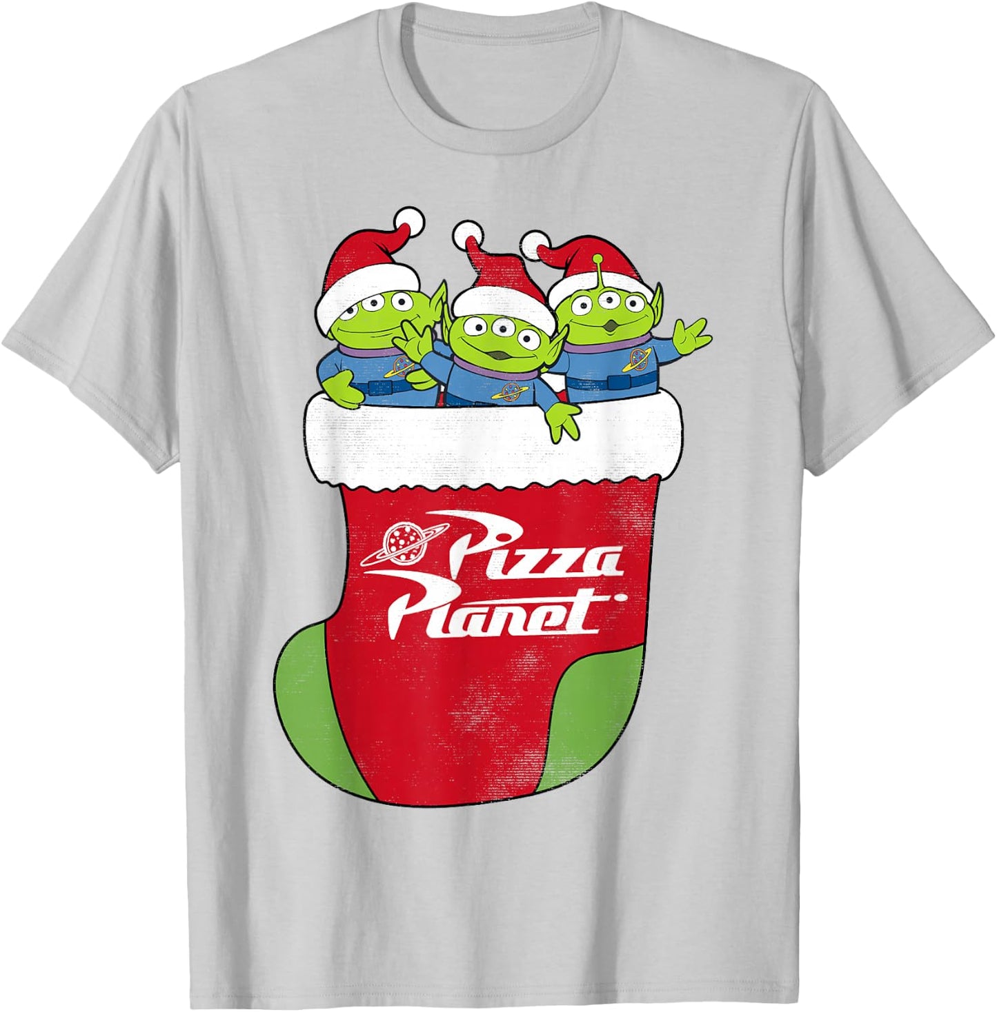 Disney Pixar Toy Story Pizza Planet Aliens In Stocking T-Shirt - T-Shirt | Ash