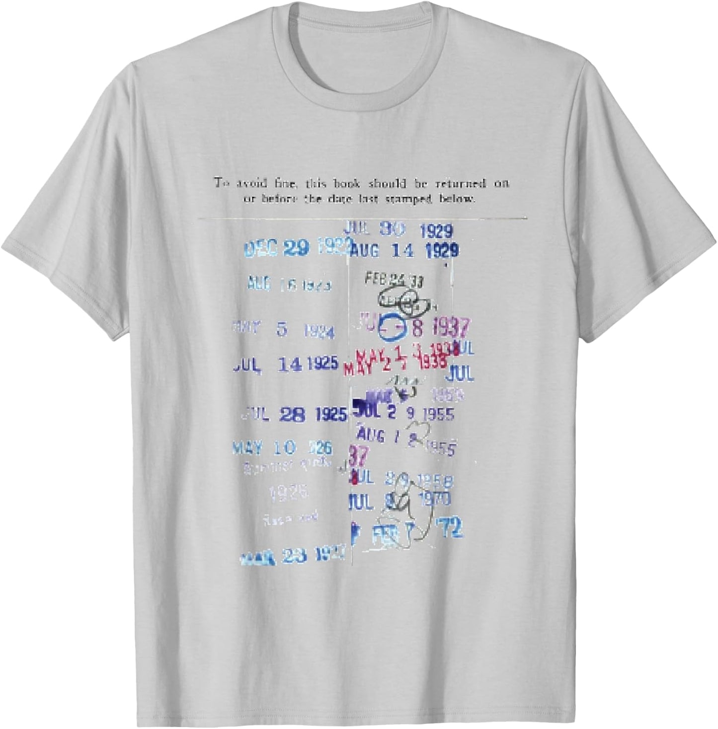 "Library Stamp' - Librarian Due Date Card Shirt T-Shirt - T-Shirt | Ash