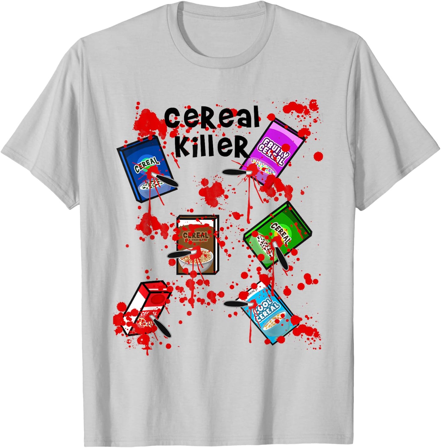 Cereal Killer Funny Easy Lazy Last Minute Halloween Costume T-Shirt - T-Shirt | Ash
