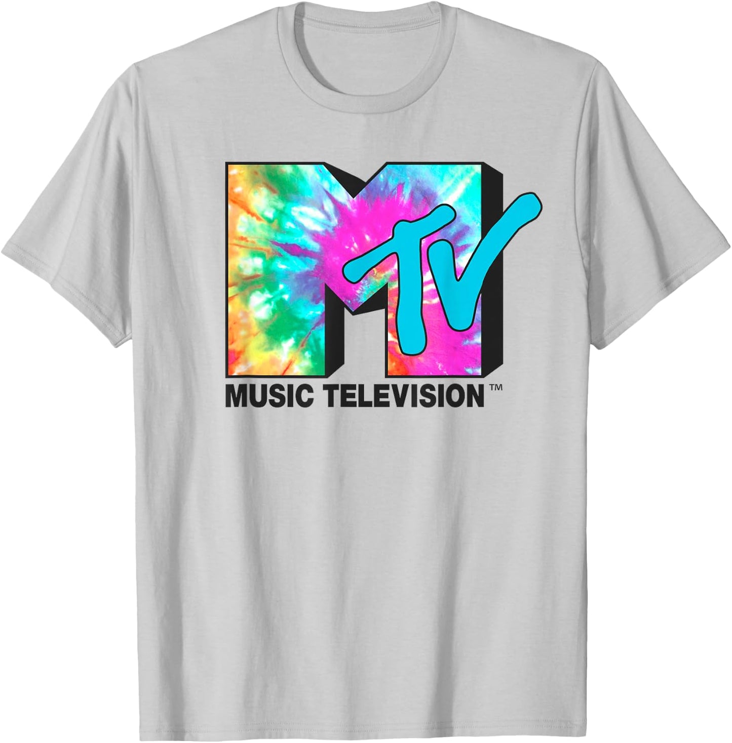 MTV Bright Rainbow Tie Dye Logo Small T-Shirt - T-Shirt | Ash