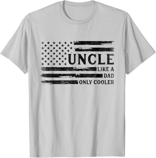 Uncle Like A Dad Only Cooler Father's Day Black USA Flag T-Shirt - T-Shirt | Ash