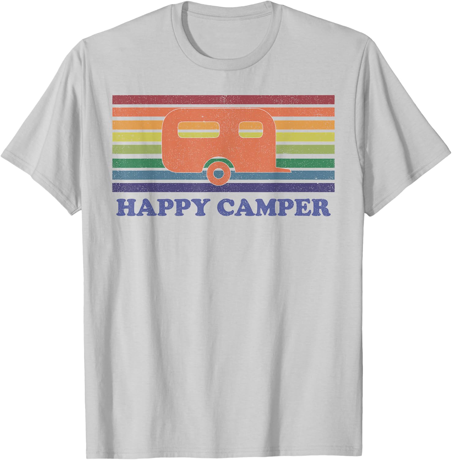 Happy Camper Shirt Vintage Camping T-Shirt - T-Shirt | Ash