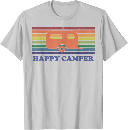 Happy Camper Shirt Vintage Camping T-Shirt - T-Shirt | Ash