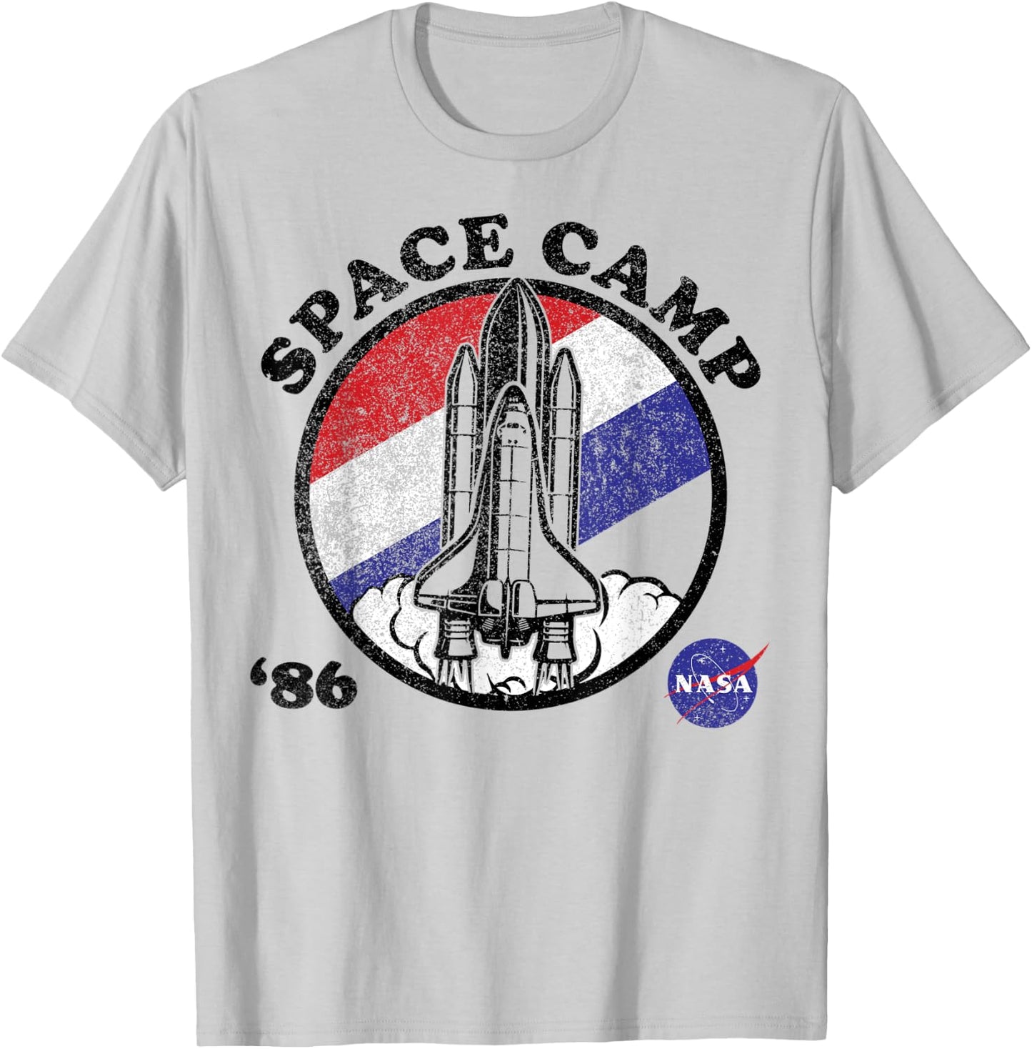 NASA Space Camp Red White Blue '86 Badge T-Shirt - T-Shirt | Ash