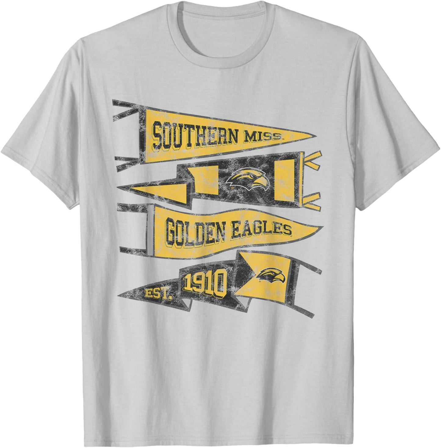 University of Southern Mississippi Golden Eagles Pennants T-Shirt - T-Shirt | Ash