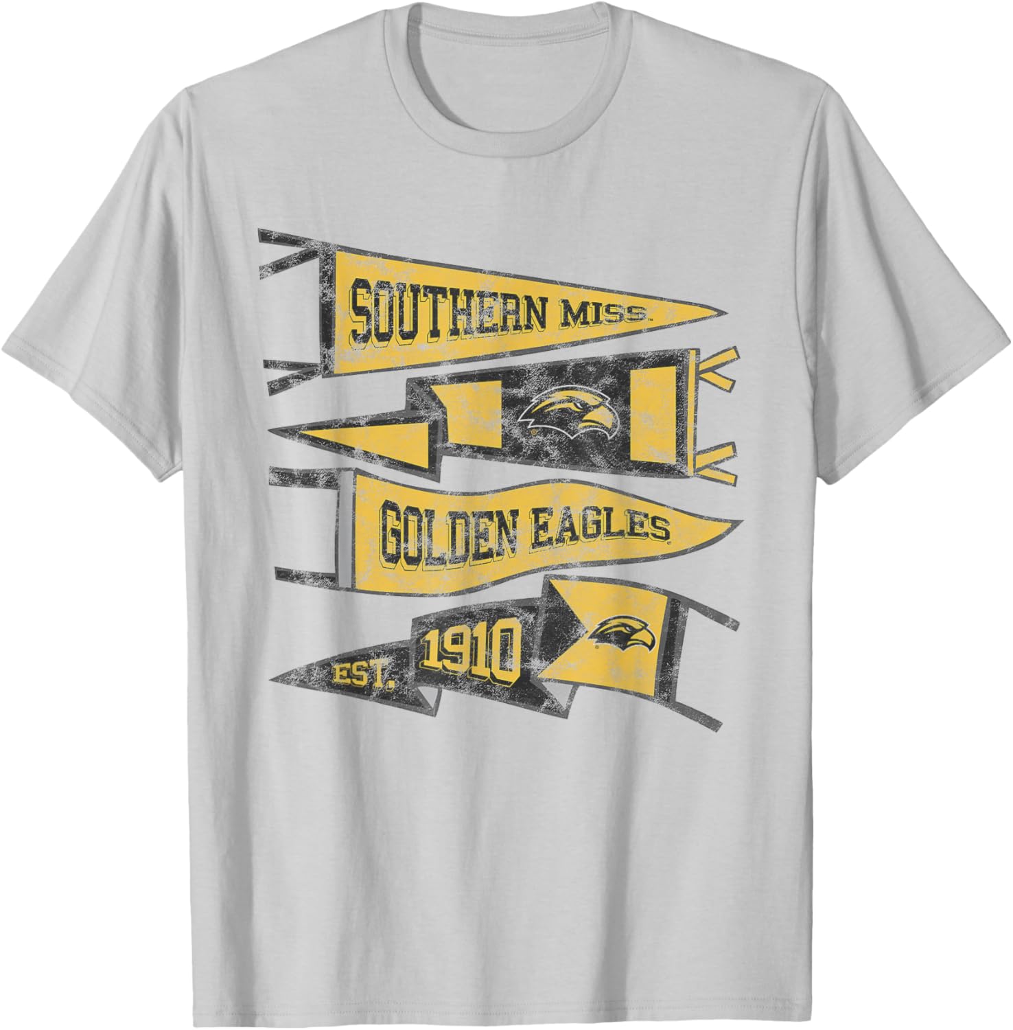 University of Southern Mississippi Golden Eagles Pennants T-Shirt - T-Shirt | Ash
