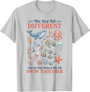 We are All Different But Swim Together Ocean VBS 2026 School T-Shirt - T-Shirt | Ash