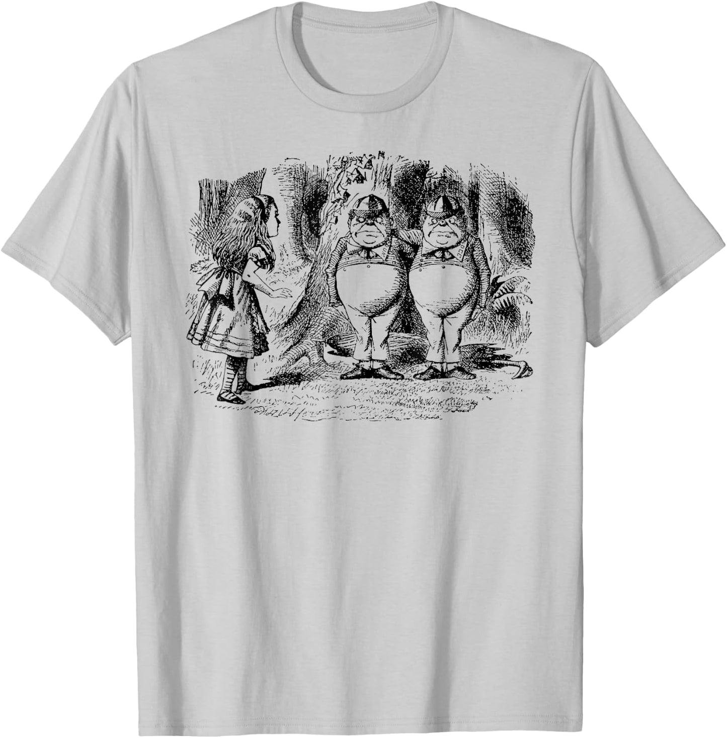 Alice Tweedle Dee and Tweedle Dum in Wonderland T-Shirt - T-Shirt | Ash