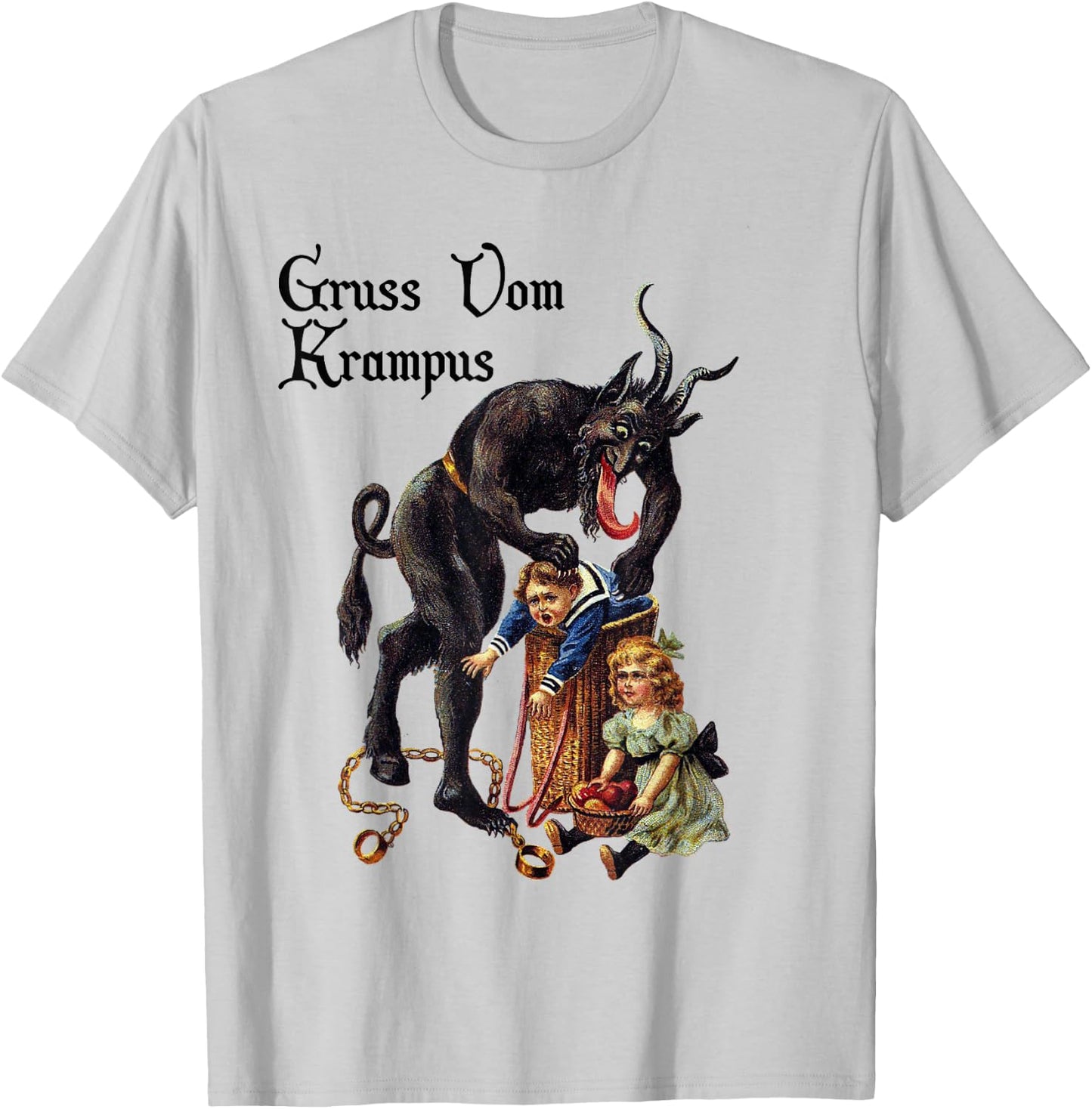 Santi Claus Greetings from Gruss Vom Krampus T-Shirt - T-Shirt | Ash