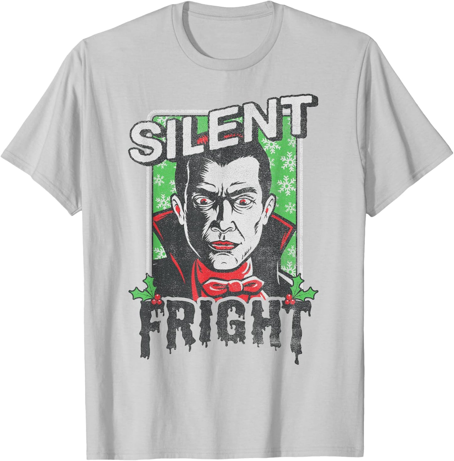Universal Monsters Christmas Dracula Silent Fright T-Shirt - T-Shirt | Ash
