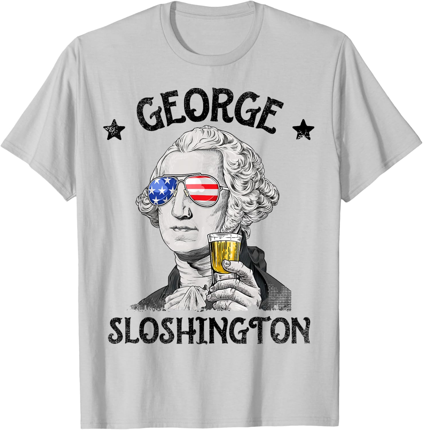 George Sloshington Washington 4th of July Men Women USA Flag T-Shirt - T-Shirt | Ash