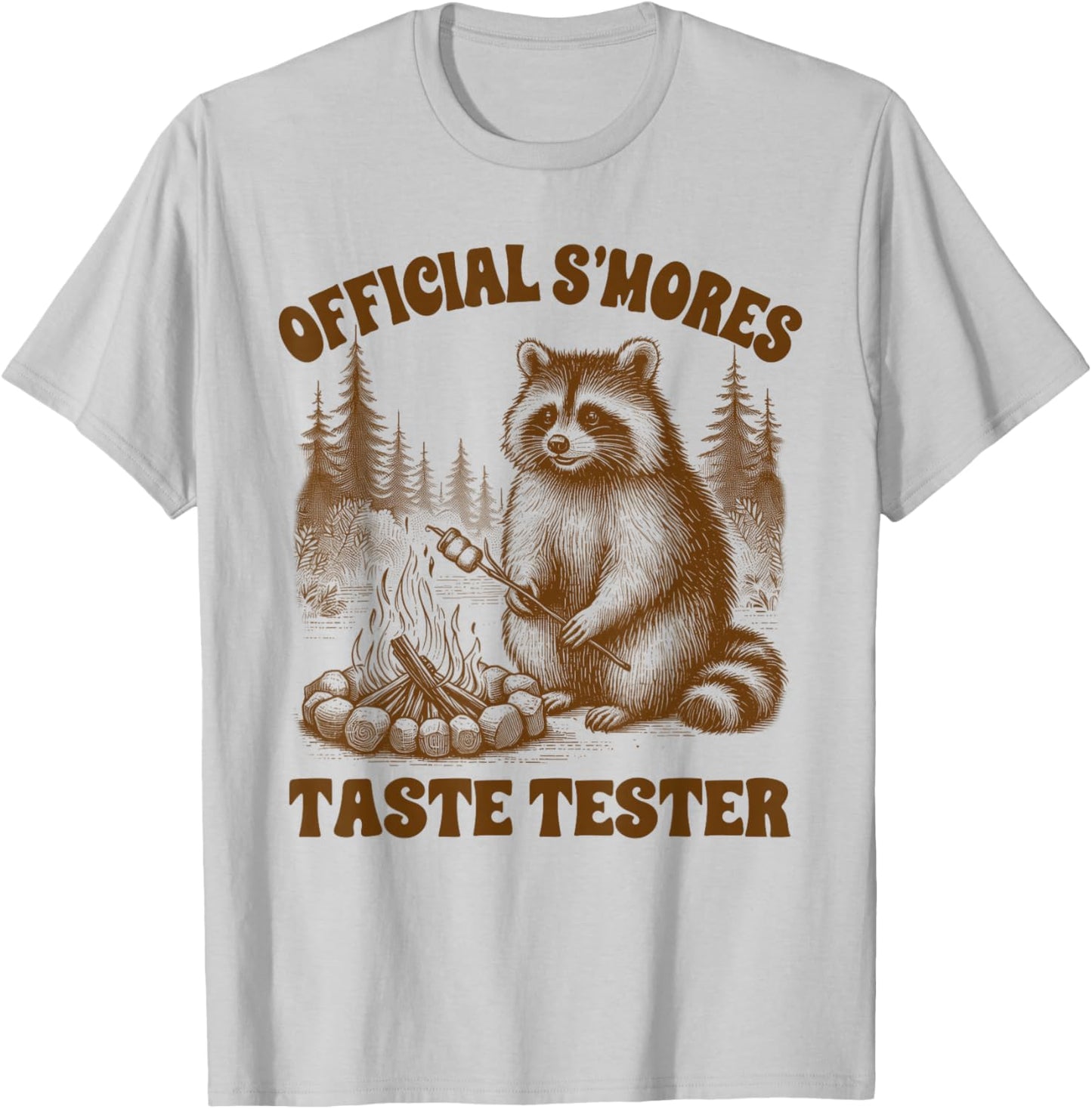 Camping Raccoon Hiking Official S'mores Taste Tester Outdoor T-Shirt - T-Shirt | Ash