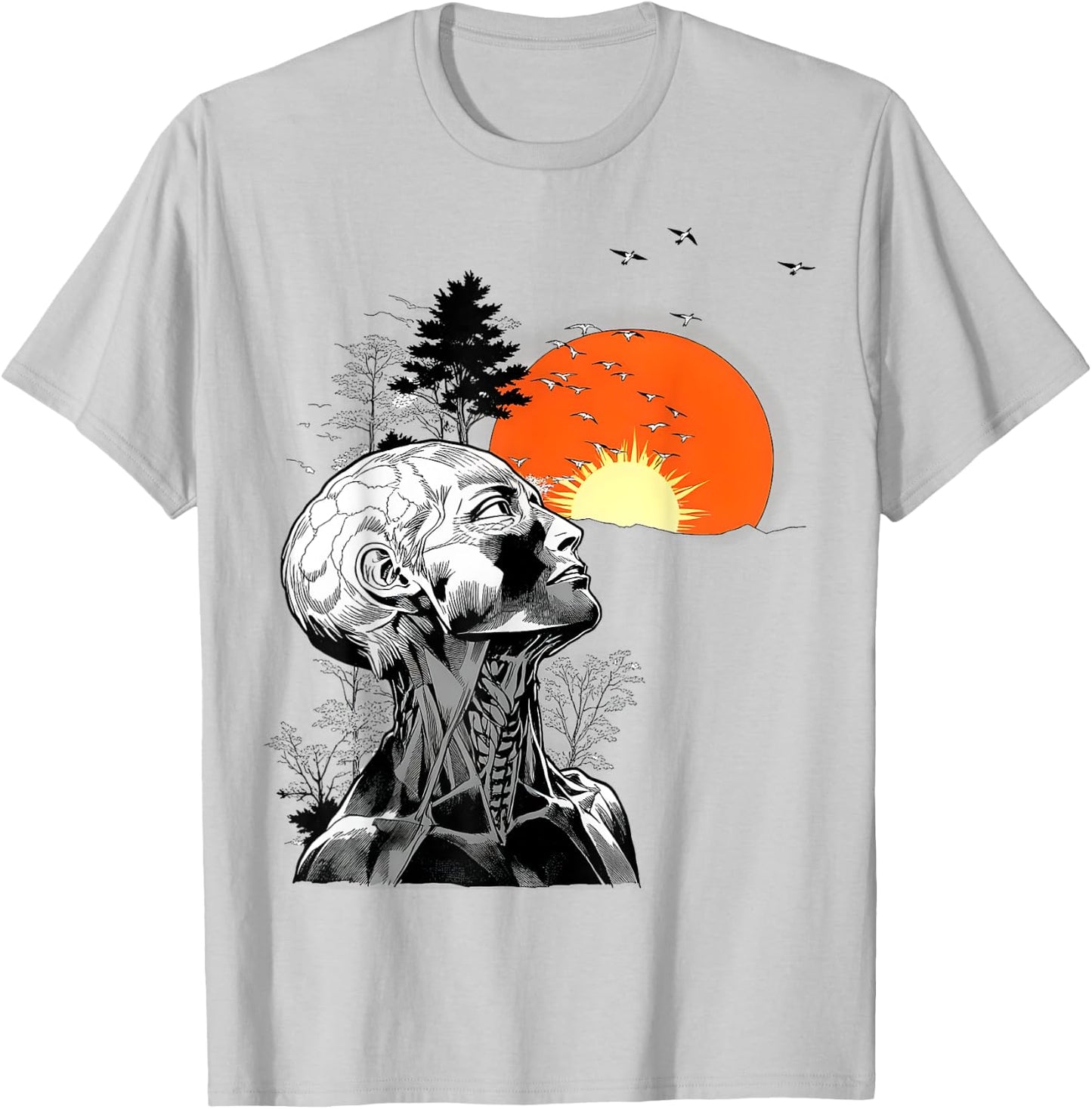 Hangover Human Tree Graphic T-Shirt - T-Shirt | Ash
