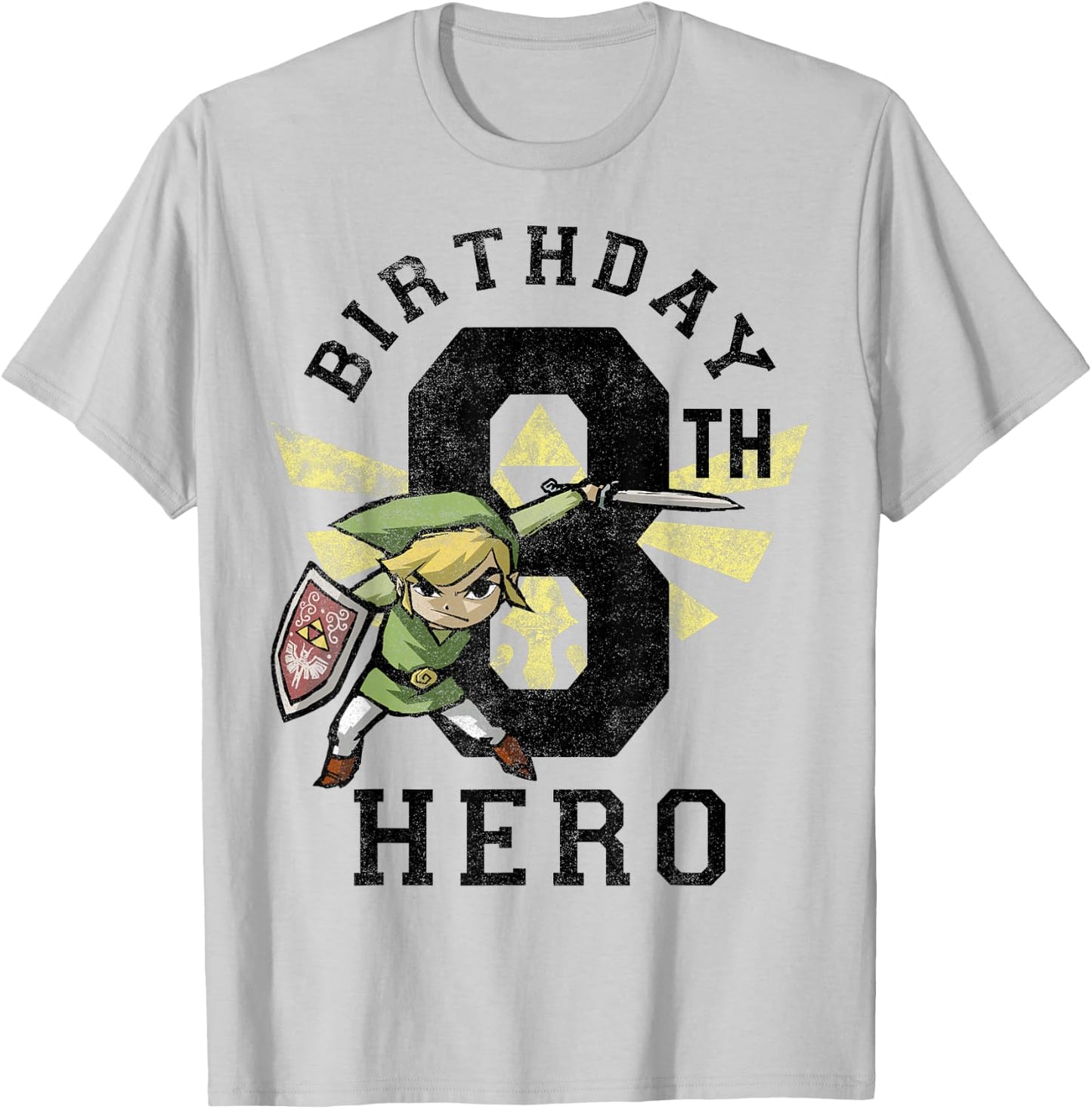 Legend Of Zelda Link 8th Birthday Hero Triforce Logo T-Shirt - T-Shirt | Ash