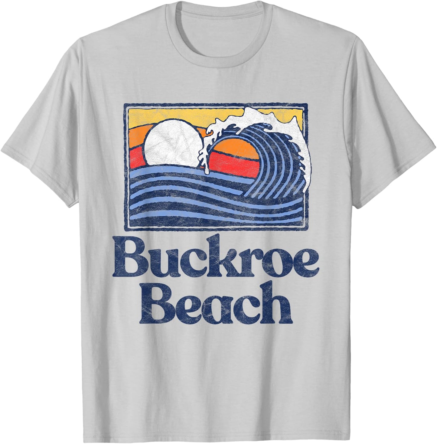 Buckroe Beach Retro Surfer Vintage Beach & Wave Graphic T-Shirt - T-Shirt | Ash