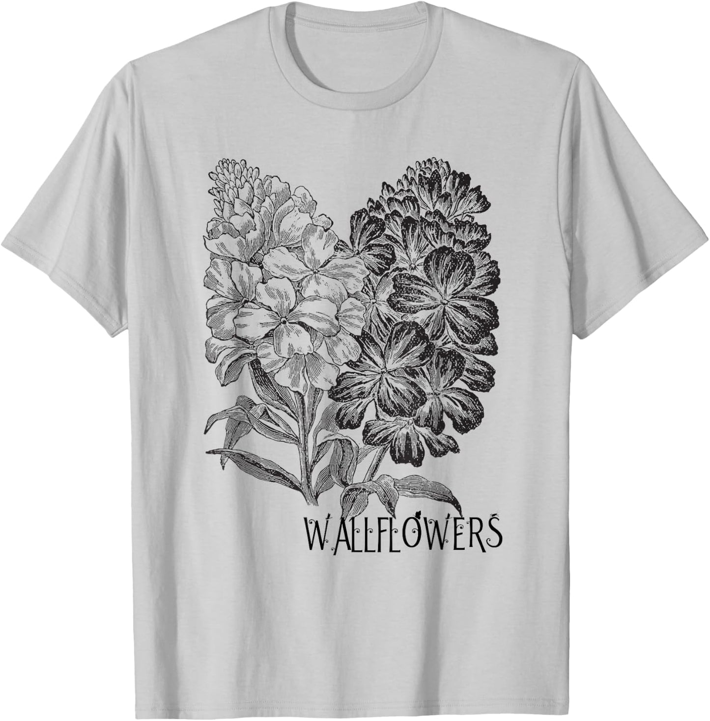Wallflowers T Shirt Retro Antique Print Classic Bouquet T-Shirt - T-Shirt | Ash