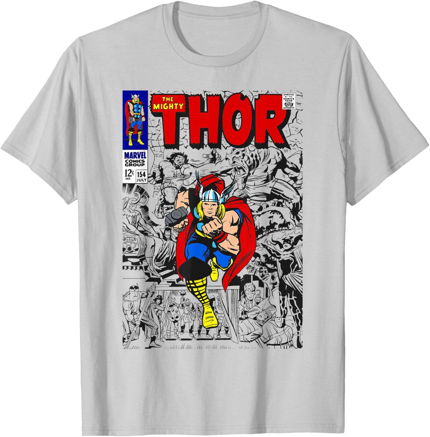 Marvel The Mighty Thor Retro Classic Comic Graphic T-Shirt - T-Shirt | Ash