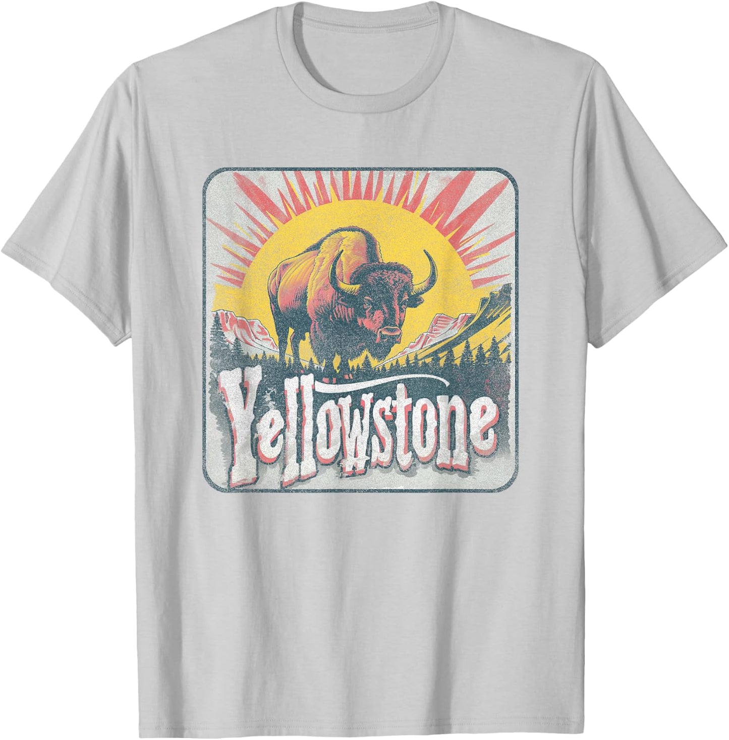 Yellowstone - US National Park Vintage Men Women Kids Retro T-Shirt - T-Shirt | Ash