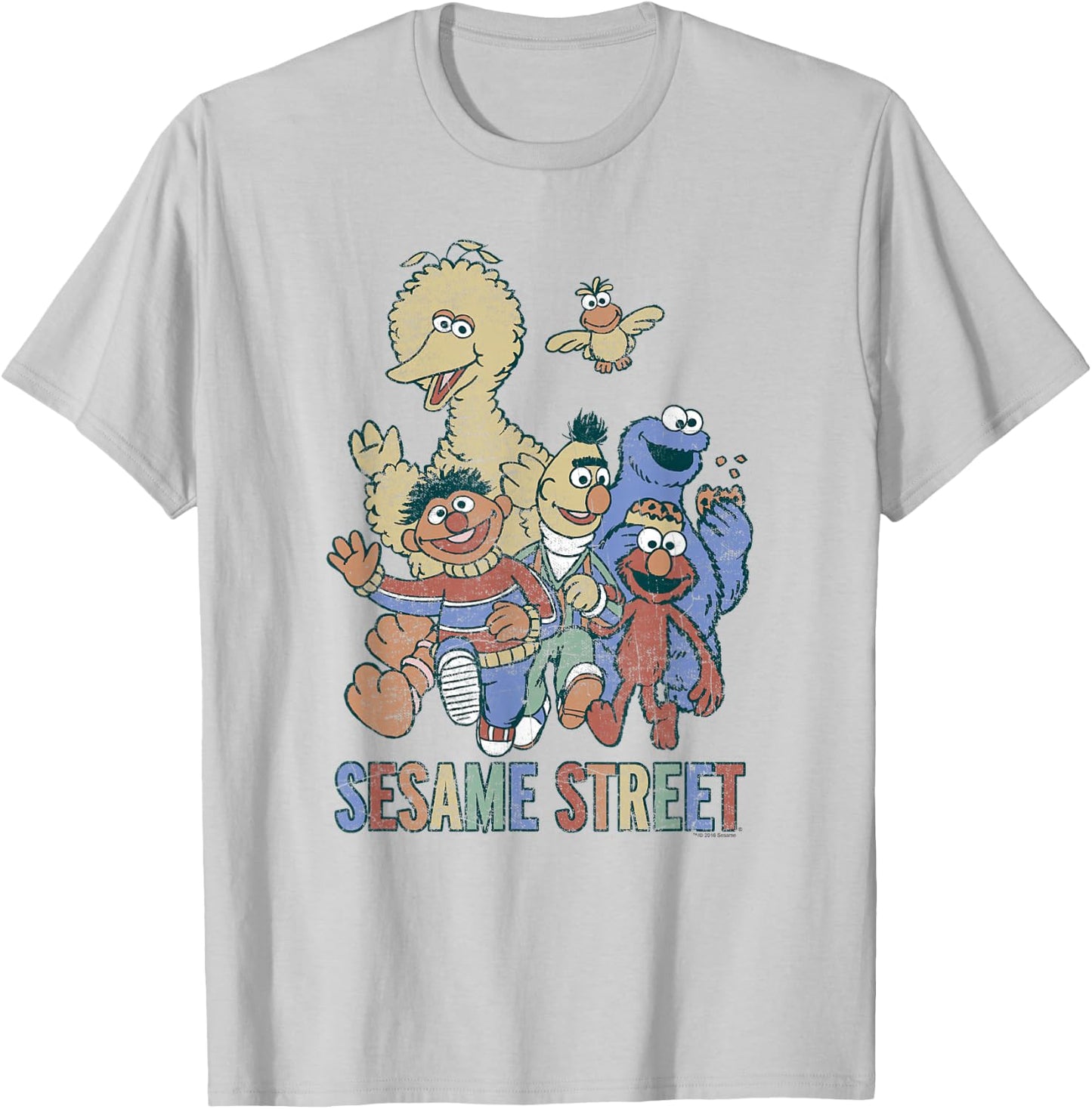 Sesame Street Colorful Group T-Shirt - T-Shirt | Ash