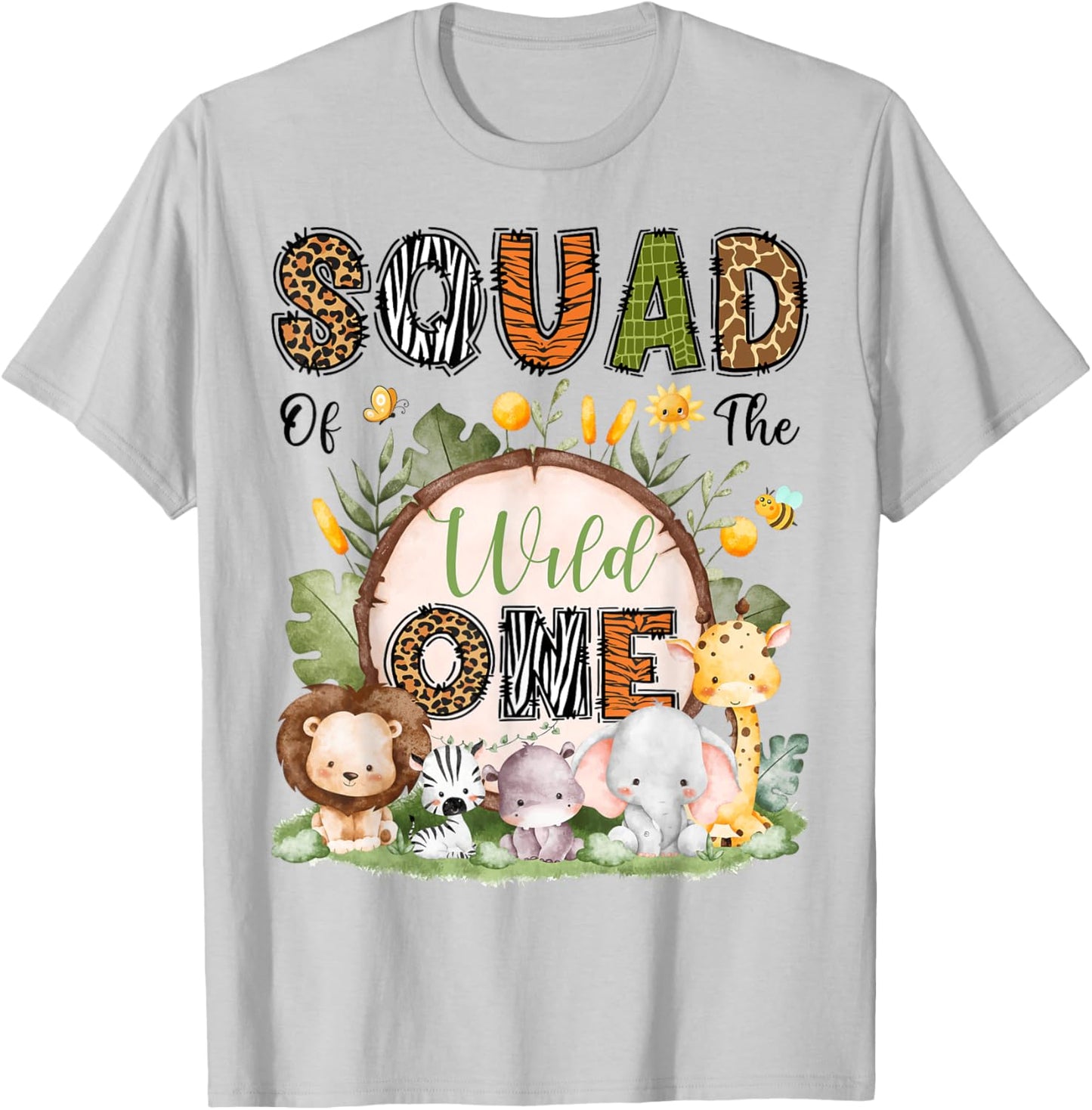 Squad Of The Wild One 1St Birthday Boy Safari Jungle T-Shirt - T-Shirt | Ash