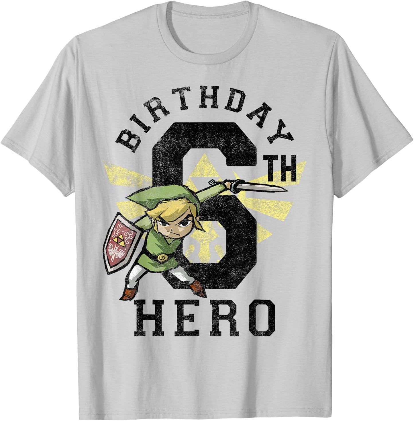 Legend of Zelda Link 6th Birthday Hero Triforce Logo Small T-Shirt - T-Shirt | Ash