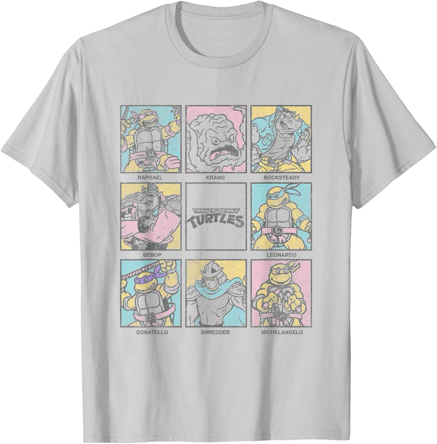Teenage Mutant Ninja Turtles Vintage Style Box Up T-Shirt - T-Shirt | Ash