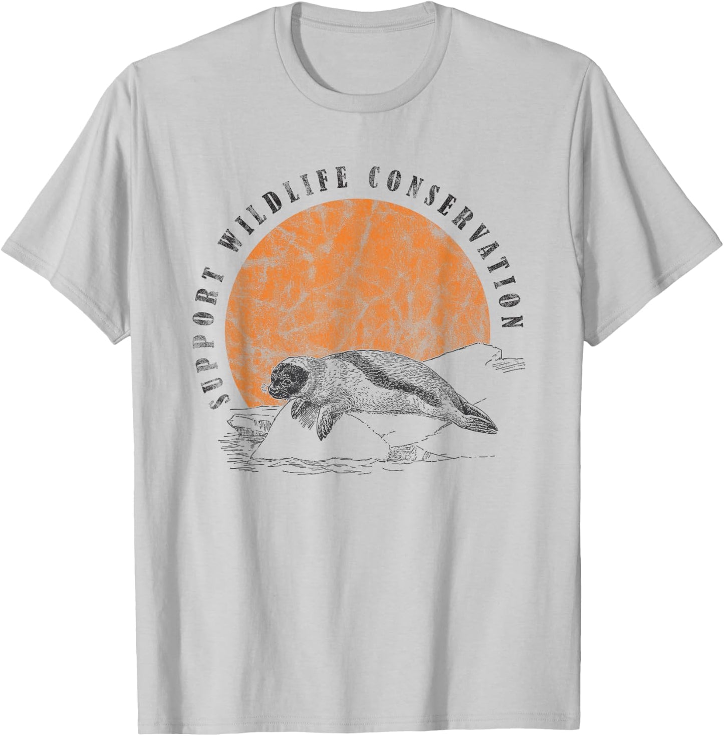 Vintage Wildlife Conservation Baby Seal Lover Gift T-Shirt - T-Shirt | Ash